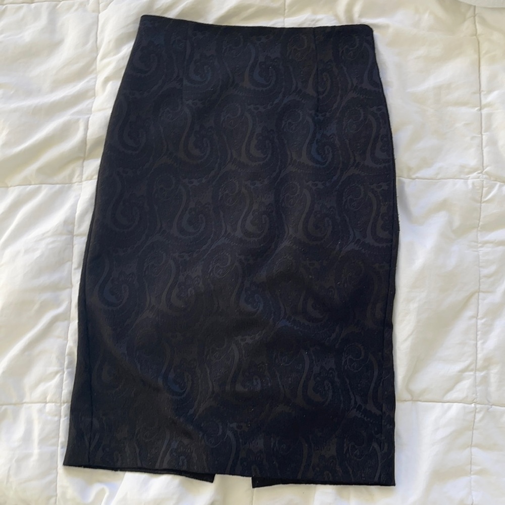 A black paisley pencil skirt.